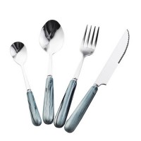 Yijia 4pcs/set Nordic Style Marbling Stainless Steel Cutlery Grey Ceramic Handle Cutlery Set Wedding Gift Flatware Set